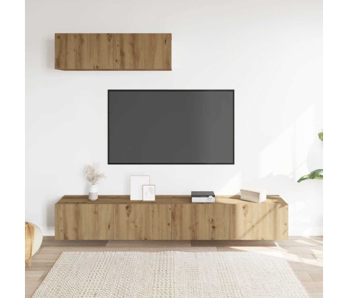 Muebles TV de pared 3 uds roble artisan 100x30x30 cm