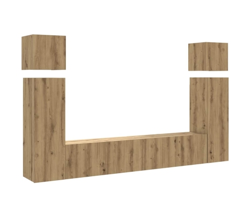 Mueble para TV de pared madera contrachapada artesanal 8 piezas