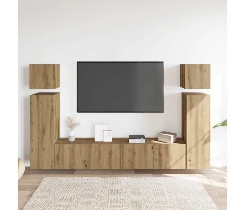 Mueble para TV de pared madera contrachapada artesanal 8 piezas