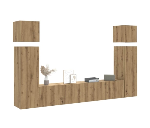 Mueble para TV de pared madera contrachapada artesanal 8 piezas