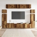 Conjunto de mueble de TV 8 piezas montado la pared madera vieja