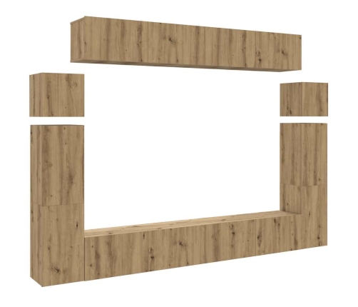 Mueble para TV de pared madera contrachapada artesanal 8 piezas