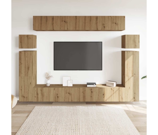 Mueble para TV de pared madera contrachapada artesanal 8 piezas