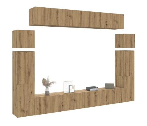 Mueble para TV de pared madera contrachapada artesanal 8 piezas