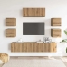 Mueble para TV de pared madera contrachapada artesanal 7 piezas