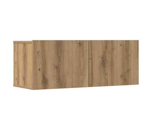 Mueble para TV de pared madera contrachapada artesanal 7 piezas