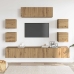 Mueble para TV de pared madera contrachapada artesanal 7 piezas