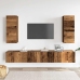 Conjunto de mueble de TV 4 piezas montado la pared madera vieja