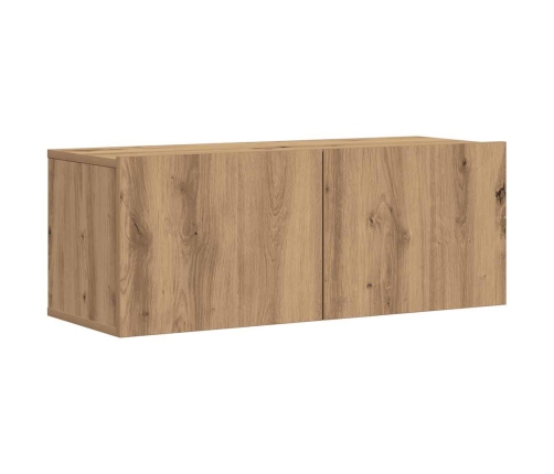 Mueble para TV de pared madera contrachapada artesanal 7 piezas