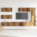 Conjunto de mueble de TV 7 piezas montado la pared madera vieja