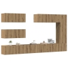 Mueble para TV de pared madera contrachapada artesanal 7 piezas