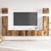 Conjunto de mueble de TV 6 piezas montado la pared madera vieja