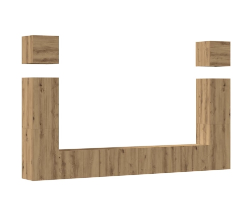 Mueble para TV de pared madera contrachapada artesanal 6 piezas