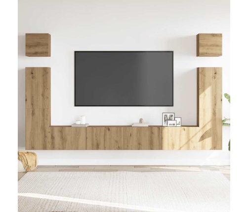 Mueble para TV de pared madera contrachapada artesanal 6 piezas