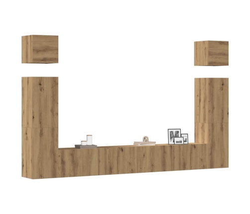 Mueble para TV de pared madera contrachapada artesanal 6 piezas