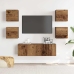 Conjunto de mueble de TV 5 piezas montado la pared madera vieja