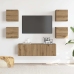 Mueble para TV de pared madera contrachapada artesanal 5 piezas