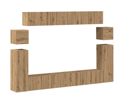 Mueble para TV de pared madera contrachapada artesanal 8 piezas