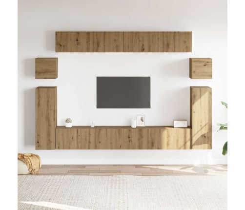 Mueble para TV de pared madera contrachapada artesanal 8 piezas