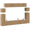 Mueble para TV de pared madera contrachapada artesanal 8 piezas