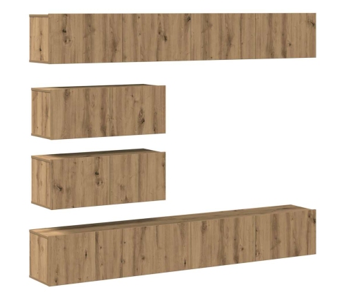 Mueble para TV de pared madera contrachapada artesanal 6 piezas