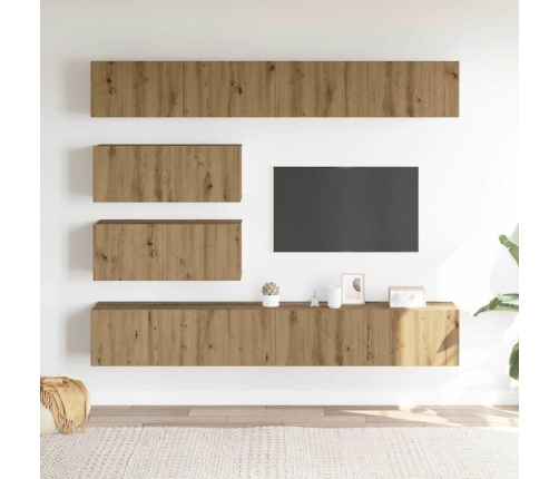 Mueble para TV de pared madera contrachapada artesanal 6 piezas