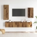 Conjunto de mueble de TV 4 piezas montado la pared madera vieja