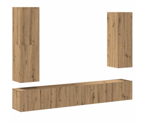 Mueble para TV de pared madera contrachapada artesanal 4 piezas