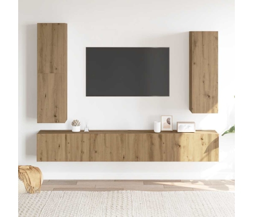 Mueble para TV de pared madera contrachapada artesanal 4 piezas