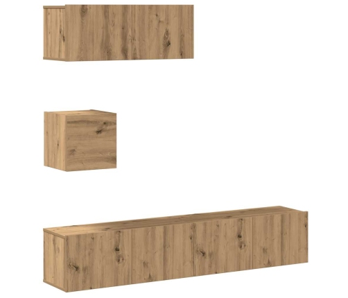 Mueble para TV de pared madera contrachapada artesanal 4 piezas