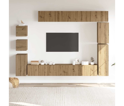 Mueble para TV de pared madera contrachapada artesanal 9 piezas