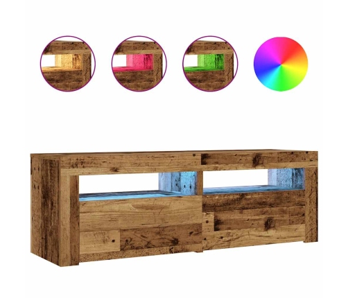 Mesitas de noche con luces LED 2 uds madera vieja 60x35x40 cm