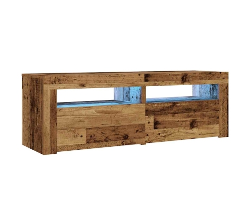 Mesitas de noche con luces LED 2 uds madera vieja 60x35x40 cm