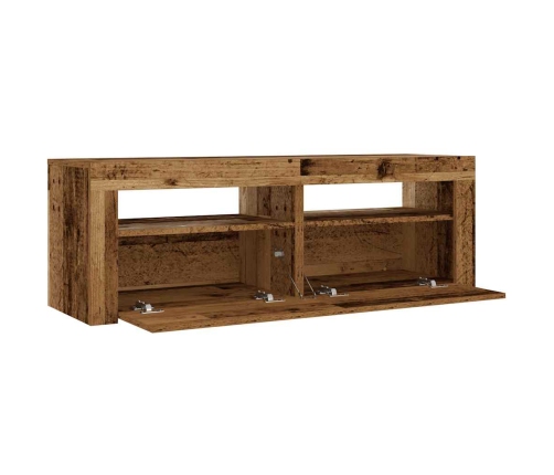 Mesitas de noche con luces LED 2 uds madera vieja 60x35x40 cm