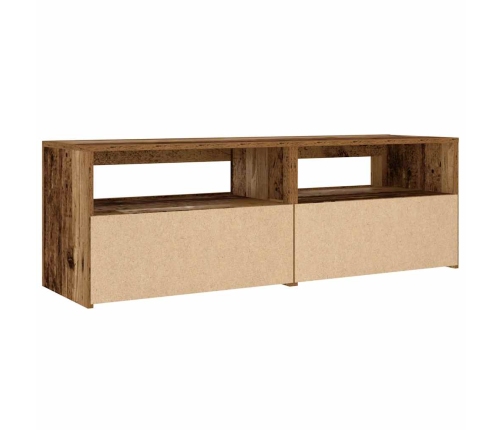 Mesitas de noche con luces LED 2 uds madera vieja 60x35x40 cm