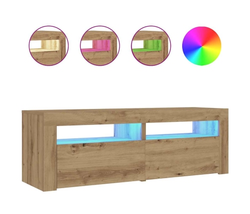 Mesitas de noche luces LEDs 2 uds roble artesanal 60x35x40 cm