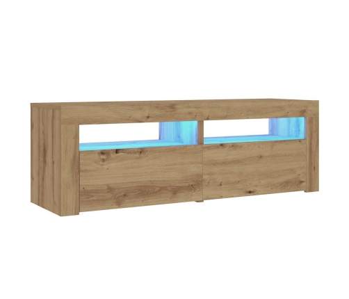 Mesitas de noche luces LEDs 2 uds roble artesanal 60x35x40 cm