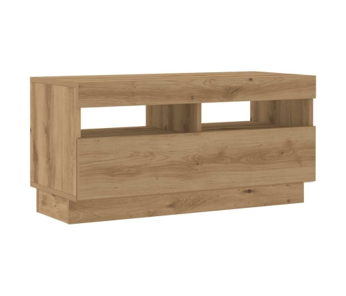 Mueble de TV luces LED madera roble artisan 180x35x40 cm