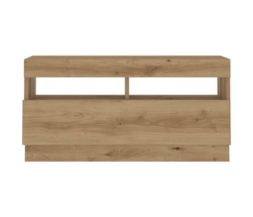 Mueble de TV luces LED madera roble artisan 180x35x40 cm