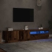 Mueble TV luces LED madera ingeniería envejecida 200x35x40 cm