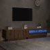 Mueble de TV luces LED madera roble artisan 200x35x40 cm