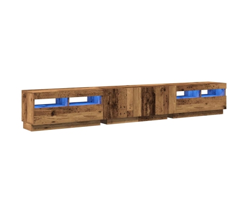 Mueble TV luces LED madera ingeniería envejecida 260x35x40 cm