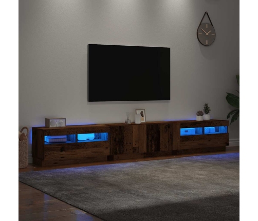 Mueble TV luces LED madera ingeniería envejecida 260x35x40 cm