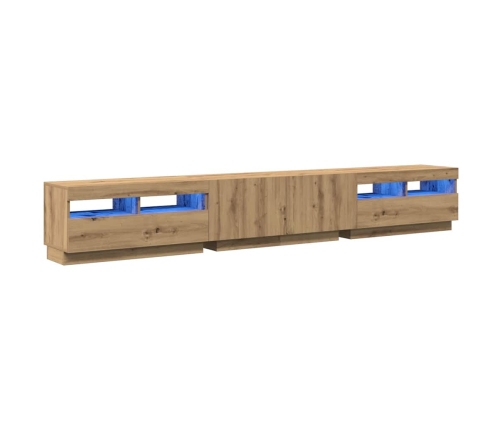 Mueble de TV luces LED madera roble artisan 260x35x40 cm