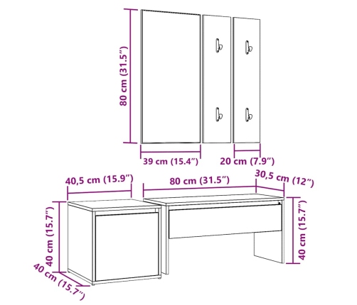 Juego de muebles de recibidor madera ingeniería madera antigua