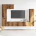 Conjunto de mueble de TV 5 piezas montado la pared madera vieja