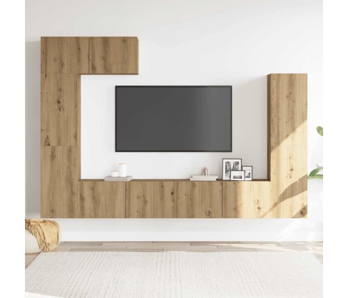 Mueble para TV de pared madera contrachapada artesanal 5 piezas