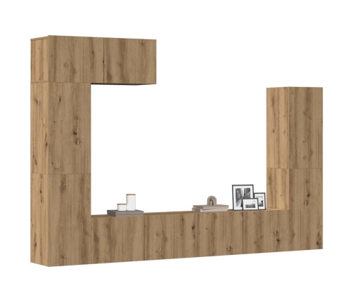 Mueble para TV de pared madera contrachapada artesanal 5 piezas