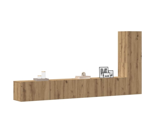 Mueble para TV de pared madera contrachapada artesanal 3 piezas