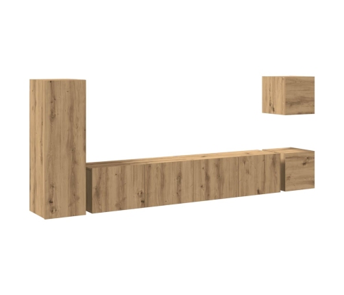 Mueble para TV de pared madera contrachapada artesanal 5 piezas